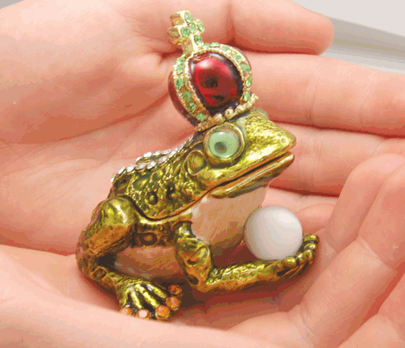 Frog King Cremation Keepsake shown in hands